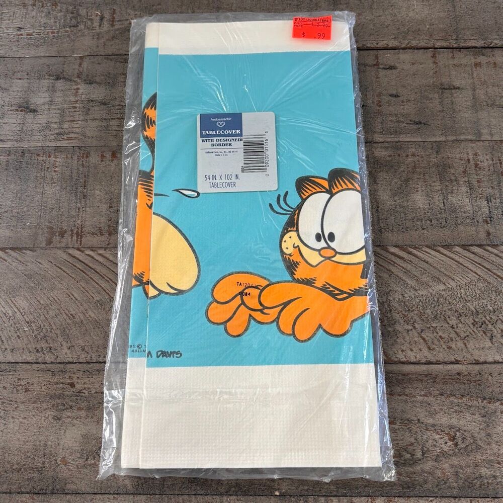 Vintage 1978 Garfield & Odie Party Table Cover – Ambassador – 54" x 102"